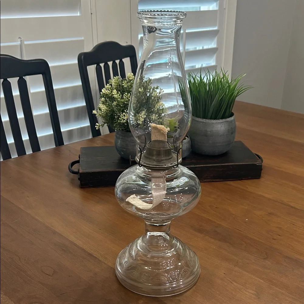 Vintage Clear Glass Oil Lamp
